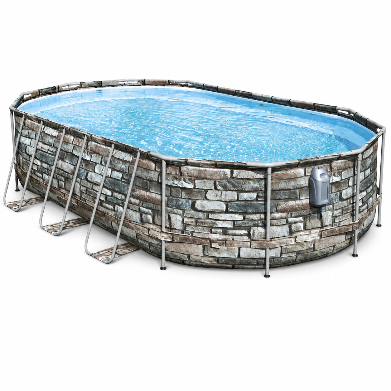 Piscină Bestway Power Steel 56719, ovală, 610×366×122 cm, 20.241 L