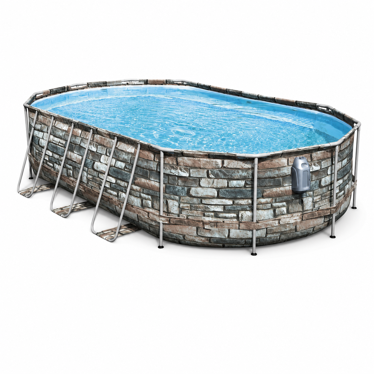Piscină Bestway Power Steel 56719, ovală, 610×366×122 cm, 20.241 L