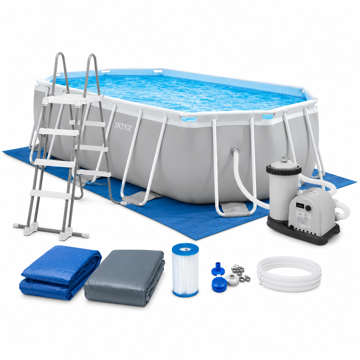 Piscină cu cadru metalic Intex 610×305×122 cm, 18.202 L, cu pompă 5678 L/h