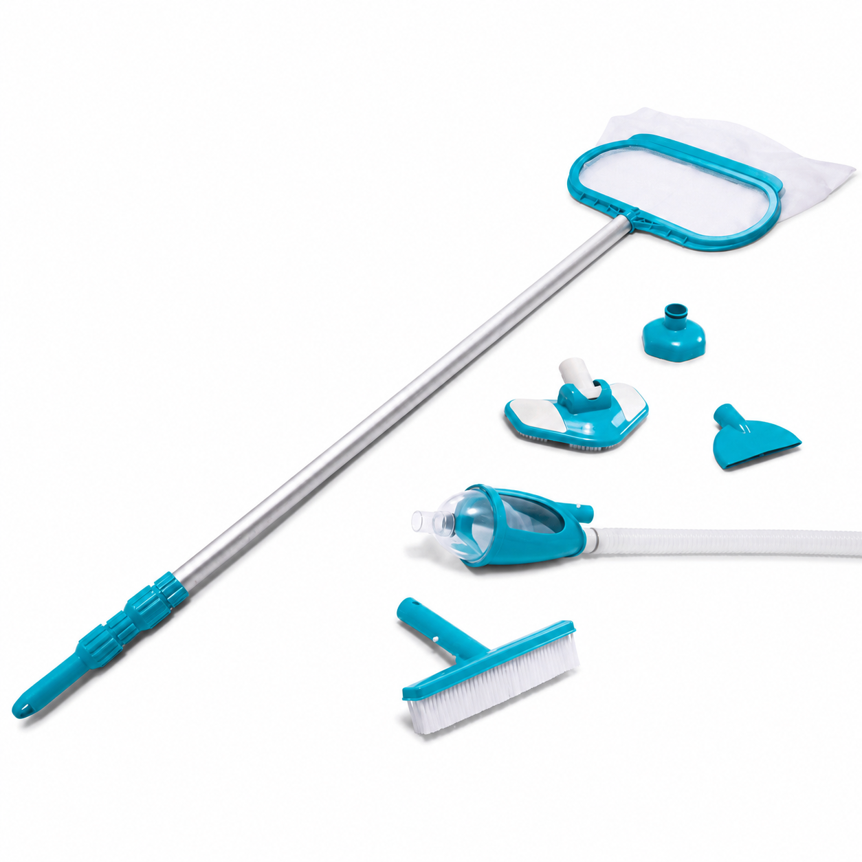 Set de curățare Intex 28003 Deluxe pentru piscină, mâner telescopic 279 cm, aspirator, plasă, perie și furtun