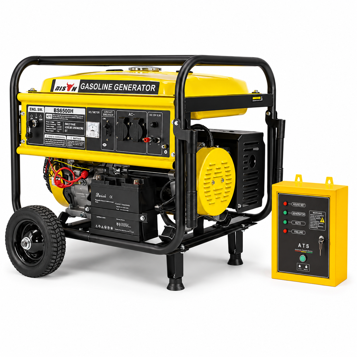 Generator pe benzină BISON BS7500E cu ATS inclus, 6.5 kW