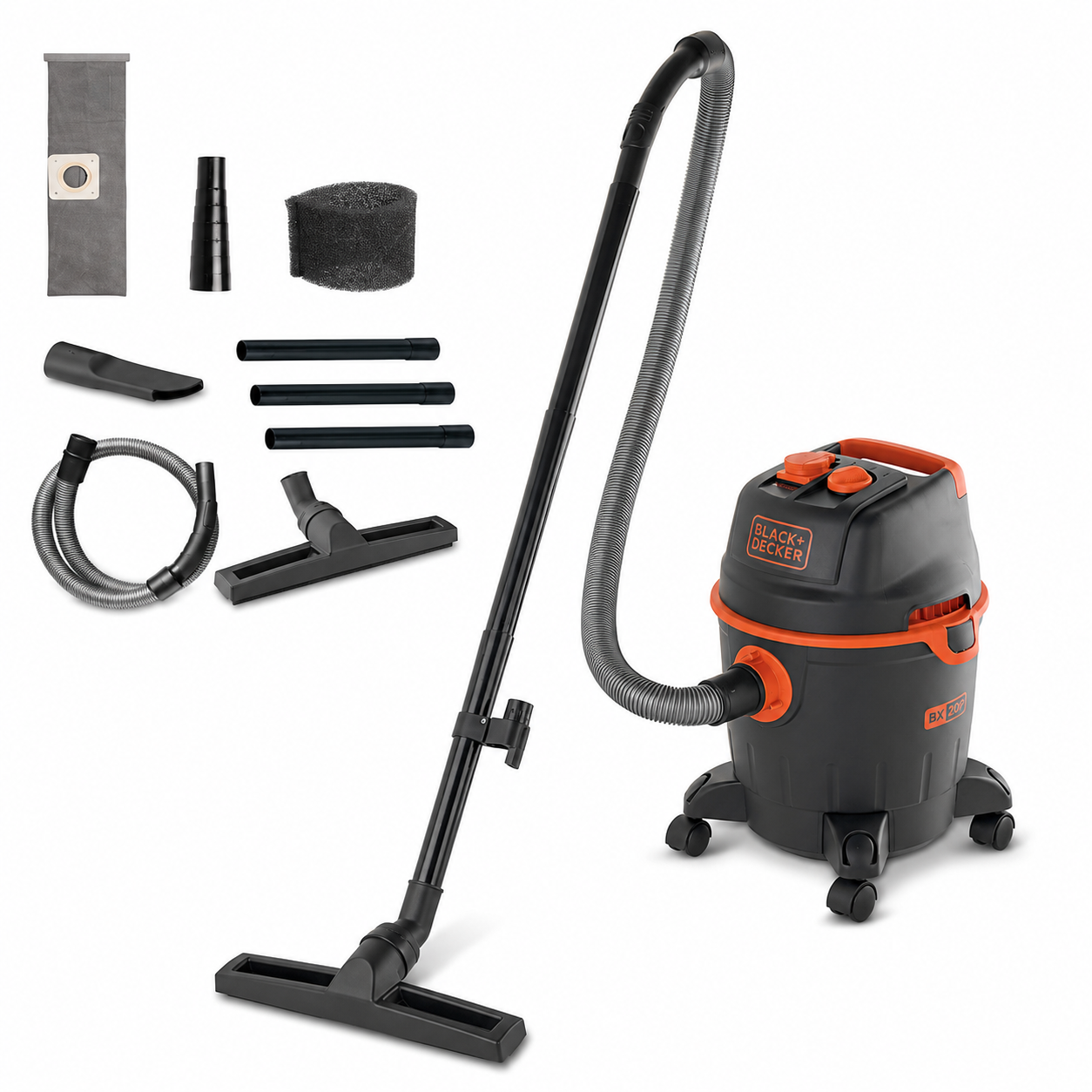Aspirator industrial umed-uscat BLACK&DECKER BXVC20PTE, 1200 W, 170 mbar, 20 L