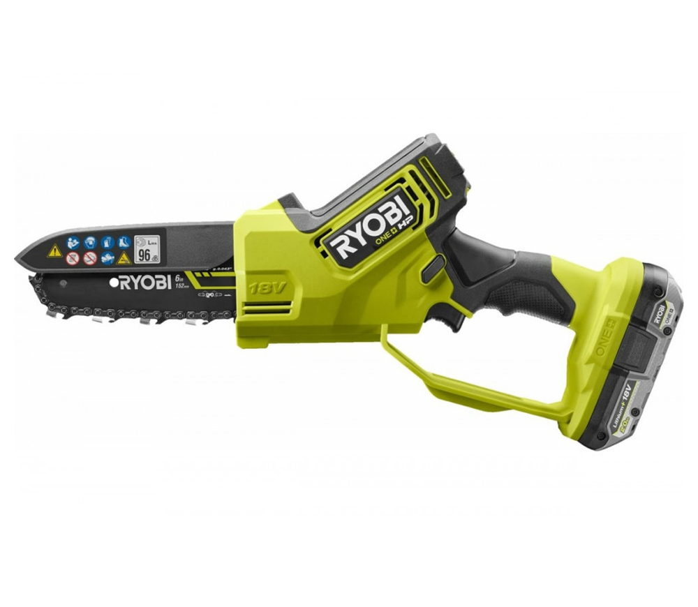 Fierăstrău cu lanț și acumulator RYOBI RY18PSX15A-120, șină 150 mm, 18 V, 2 Ah