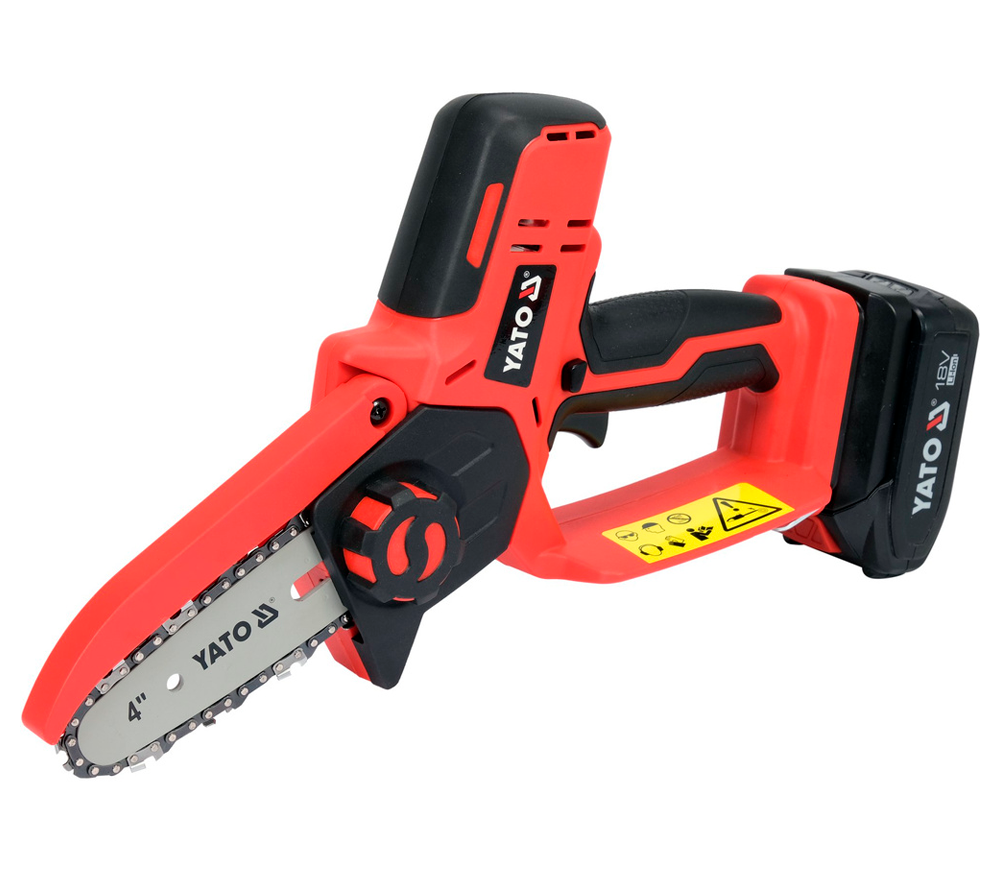 Fierăstrău cu lanț și acumulator YATO YT828135, șină 100 mm, 18 V, 2 Ah