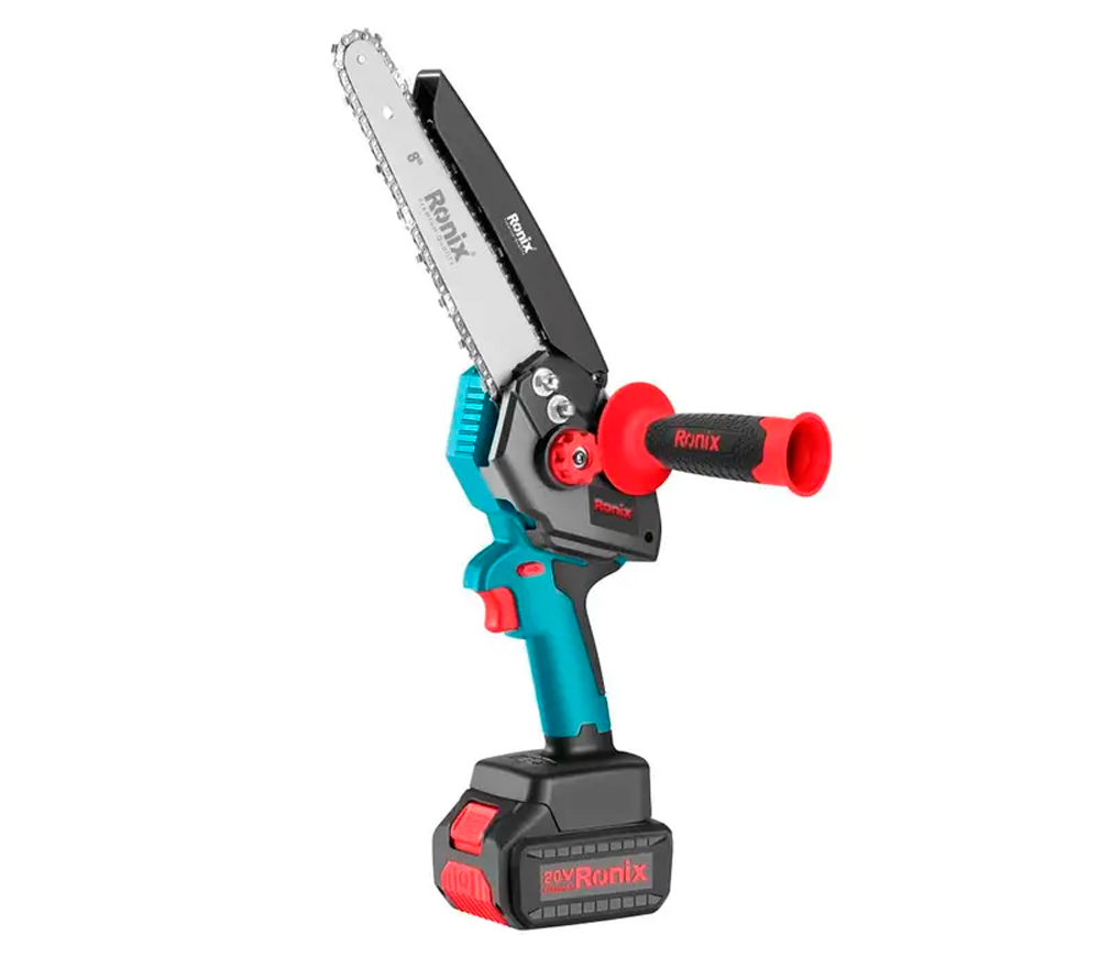 Fierăstrău cu lanț și acumulator RONIX 8658, șină 200 mm, 20 V, 2 Ah