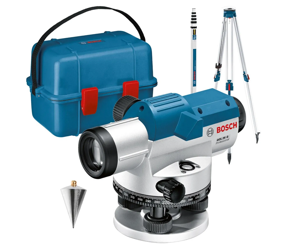 Nivelă optică profesională BOSCH GOL 26 G Professional GOL26G+BT160+GR500, 100 m