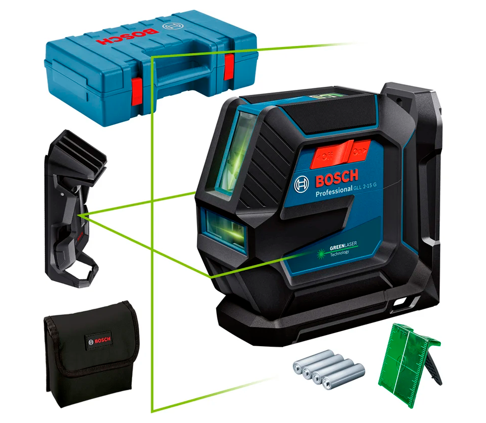 Nivelă laser profesională BOSCH GLL 2-15 G Pro, 2 fascicule, 15 m