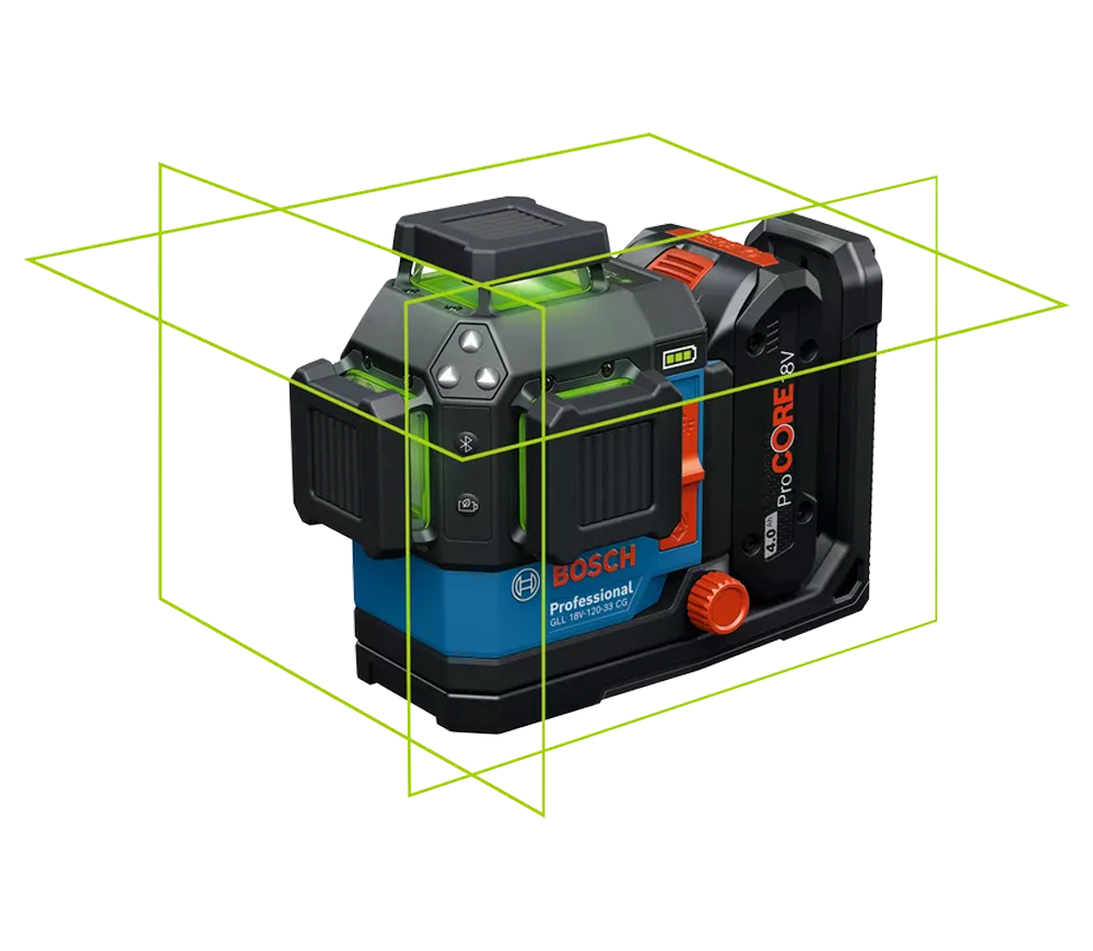 Nivelă laser profesională BOSCH GLL 18V-120-33 CG, 3 fascicule, 35 m