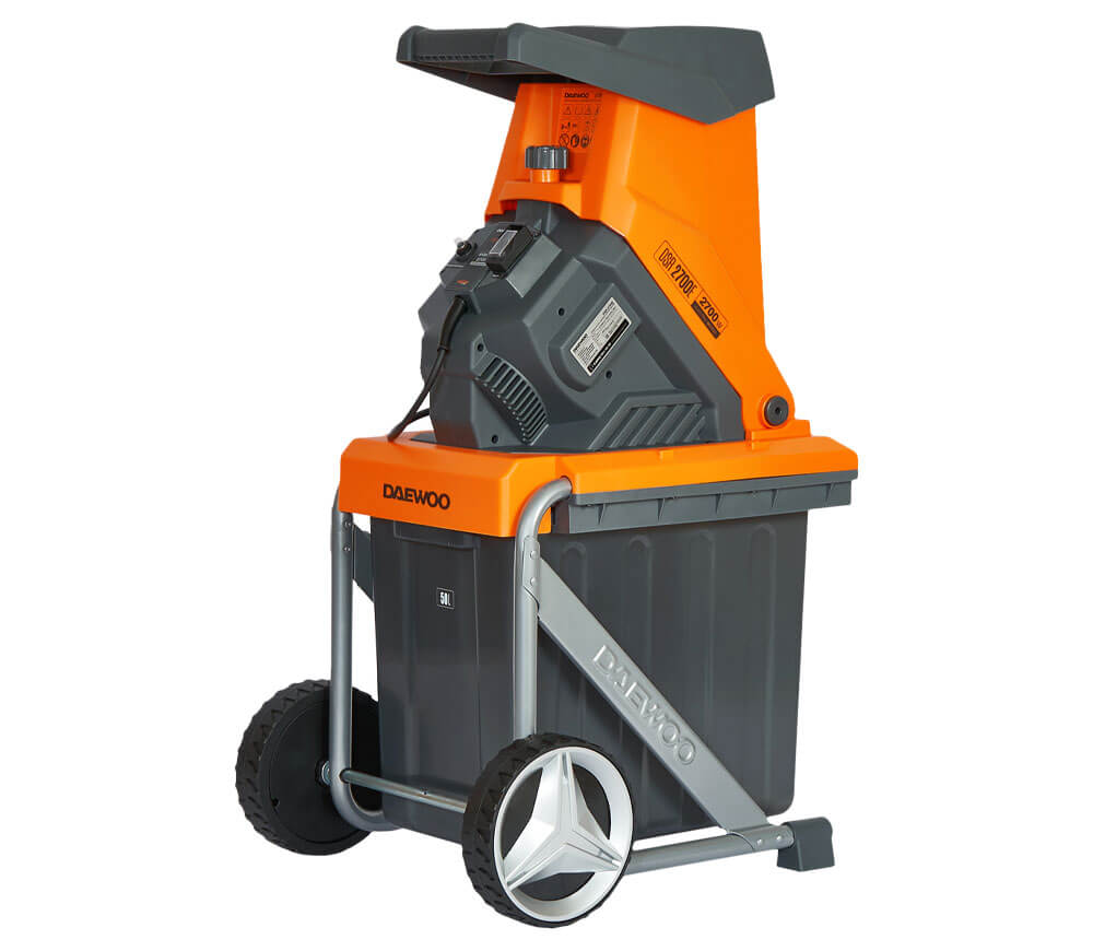 Tocător electric de crengi DAEWOO DSR 2700E, 2500 W, Ø40 mm, cuțite, colector 50 L