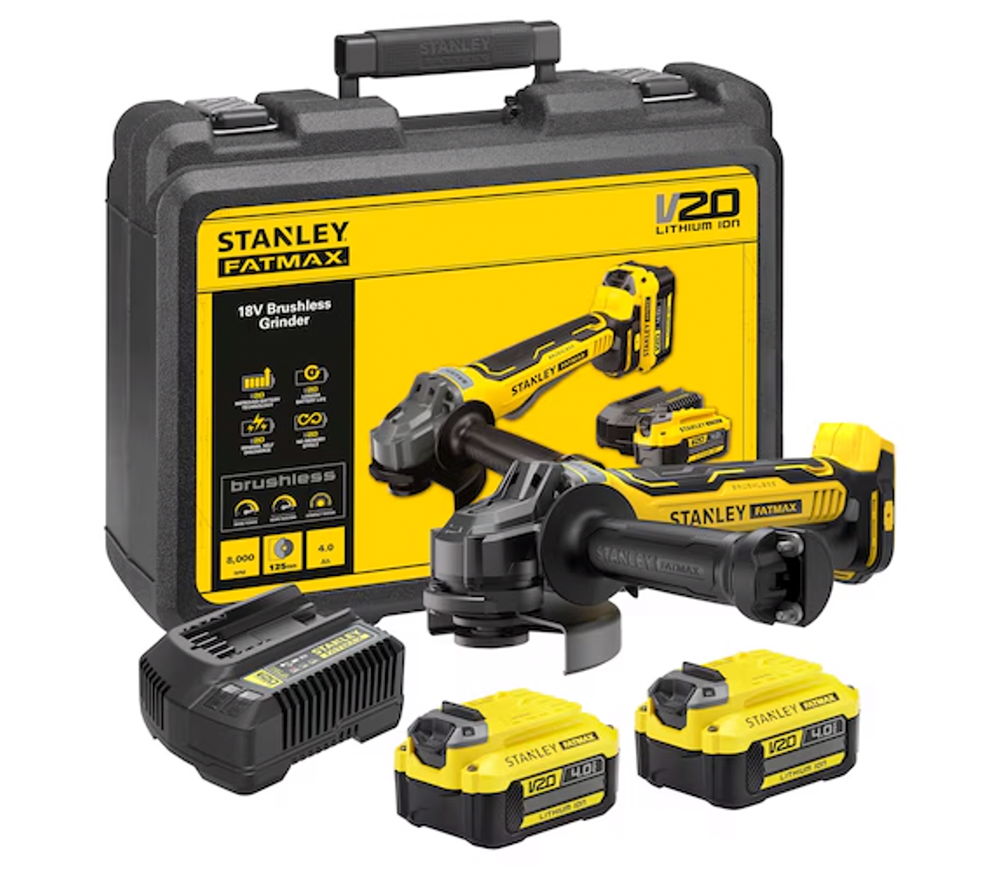 Polizor unghiular cu acumulator STANLEY SFMCG700M2K-QW, disc 125 mm, 18 V, 4 Ah