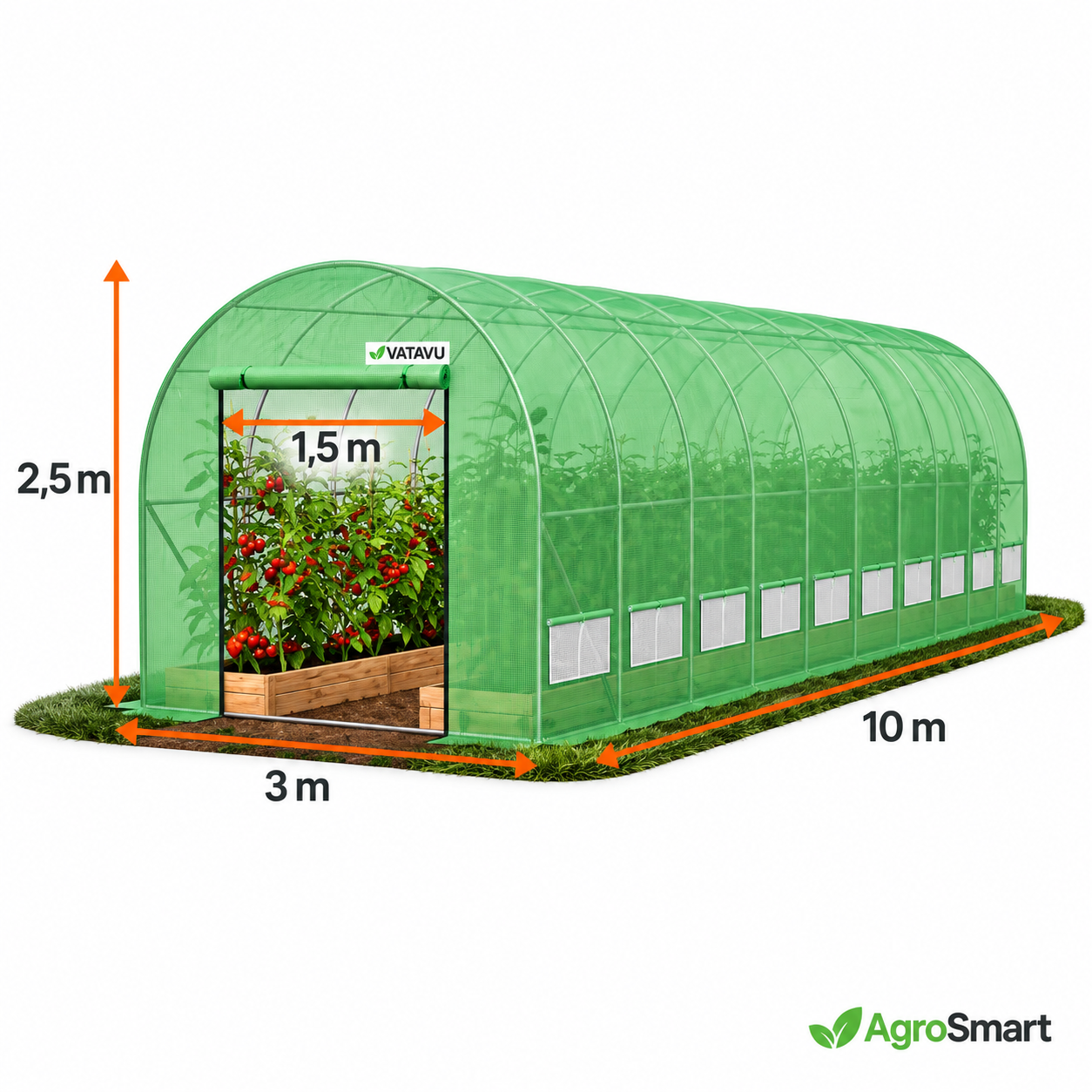 Seră VATAVU 10×4×2,5 m, folie armată