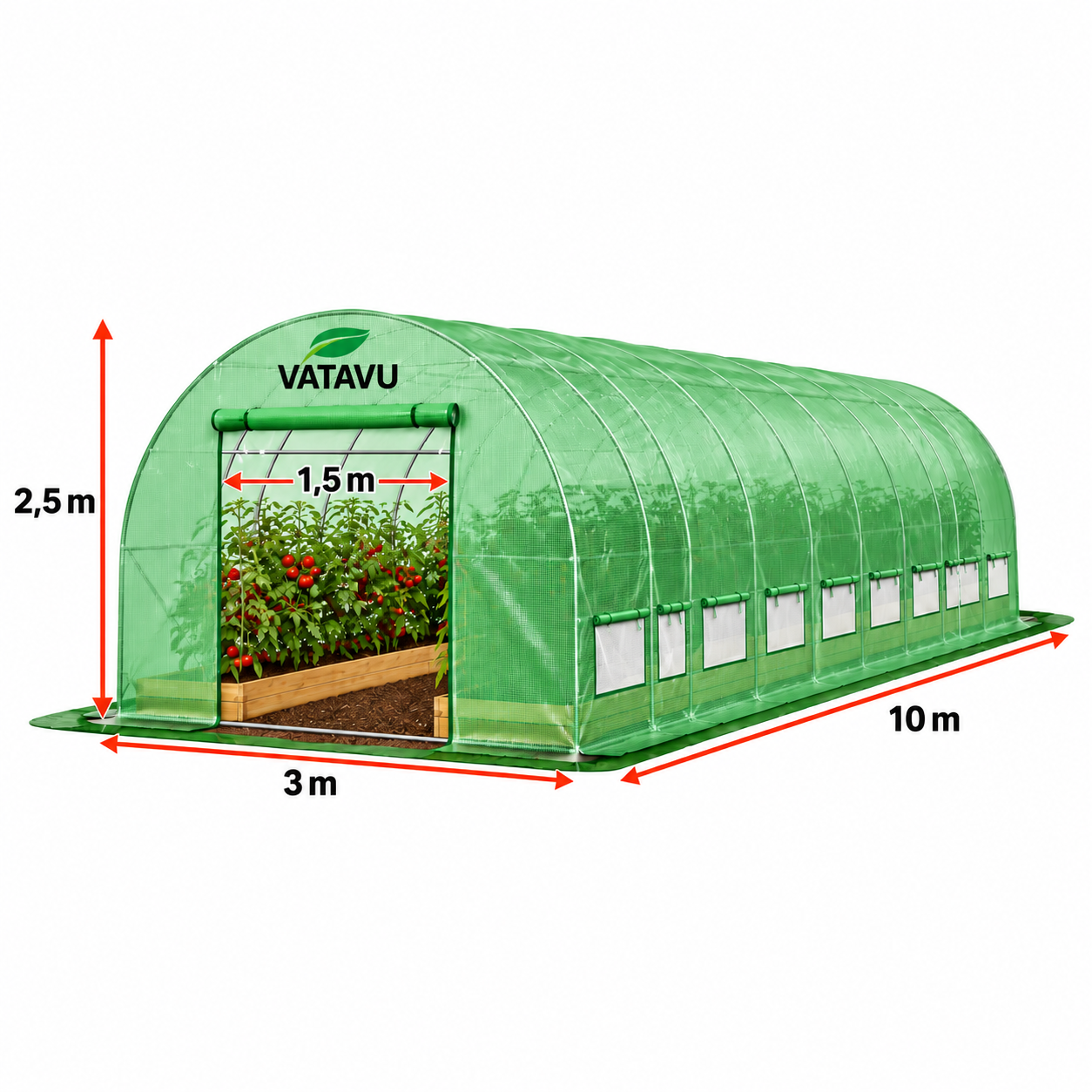 Seră VATAVU 10×3×2,25 m, folie armată
