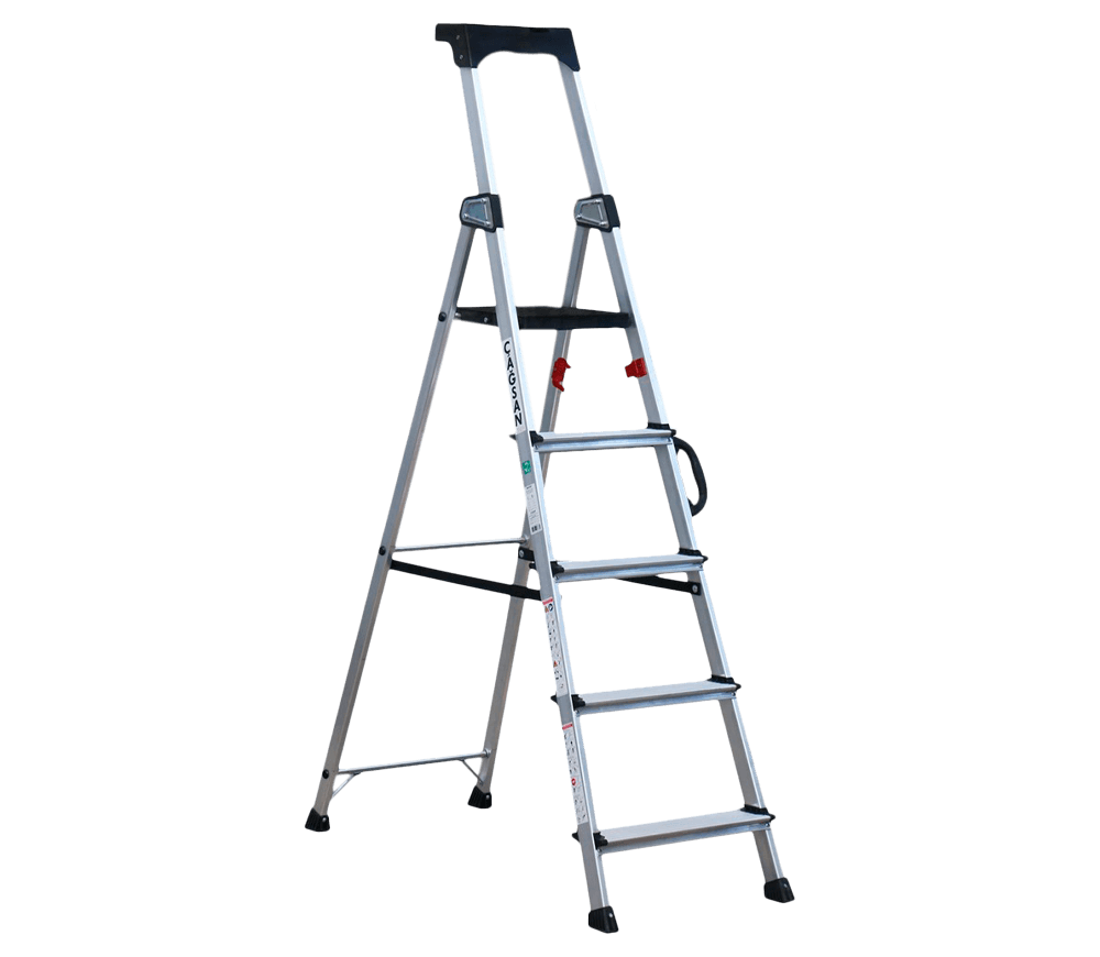 Scară profesională cu tavă organizator CAGSAN HA104, 1.19 m, 150 kg