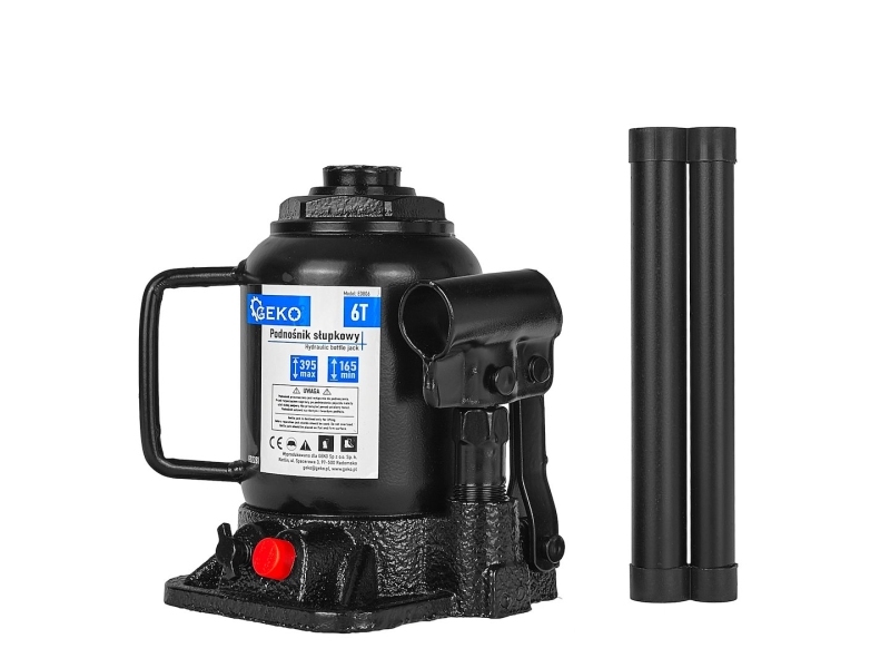 Cric hidraulic tip butelie cu două trepte GEKO G02281, 6 t, profil jos