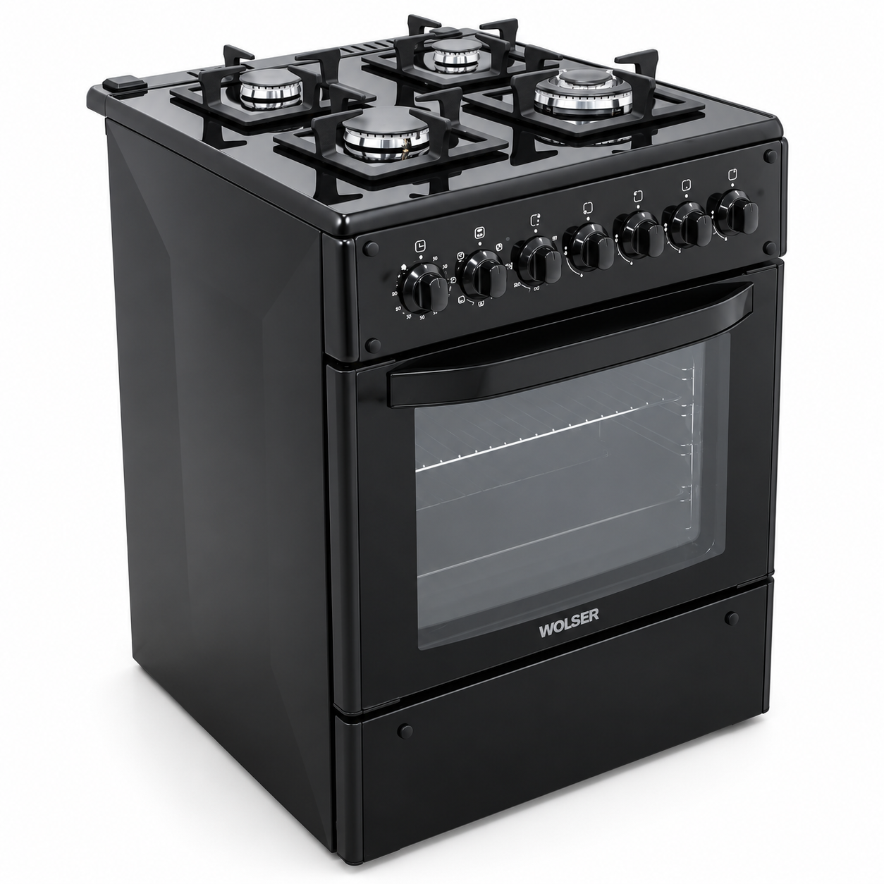 Aragaz Wolser WL 60604 BGE Turbo FFD – aragaz combinat gaz + electric, Negru
