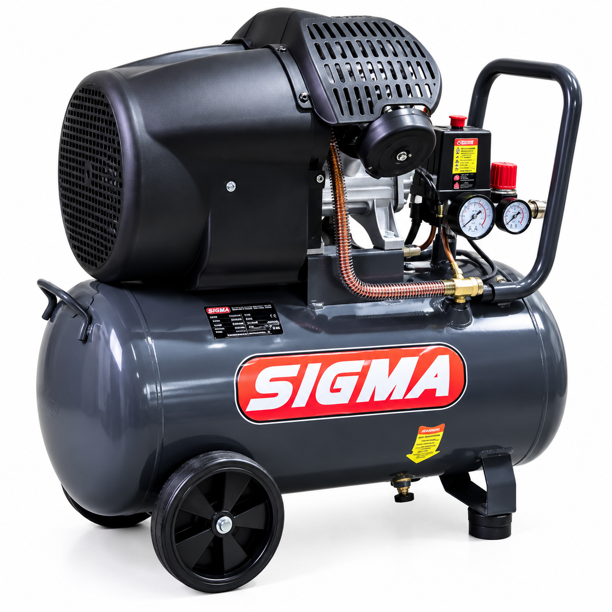 Compresor de aer cu ulei SIGMA DV47-50, 50 L, 2200 W, 380 L/min, 2 cilindri