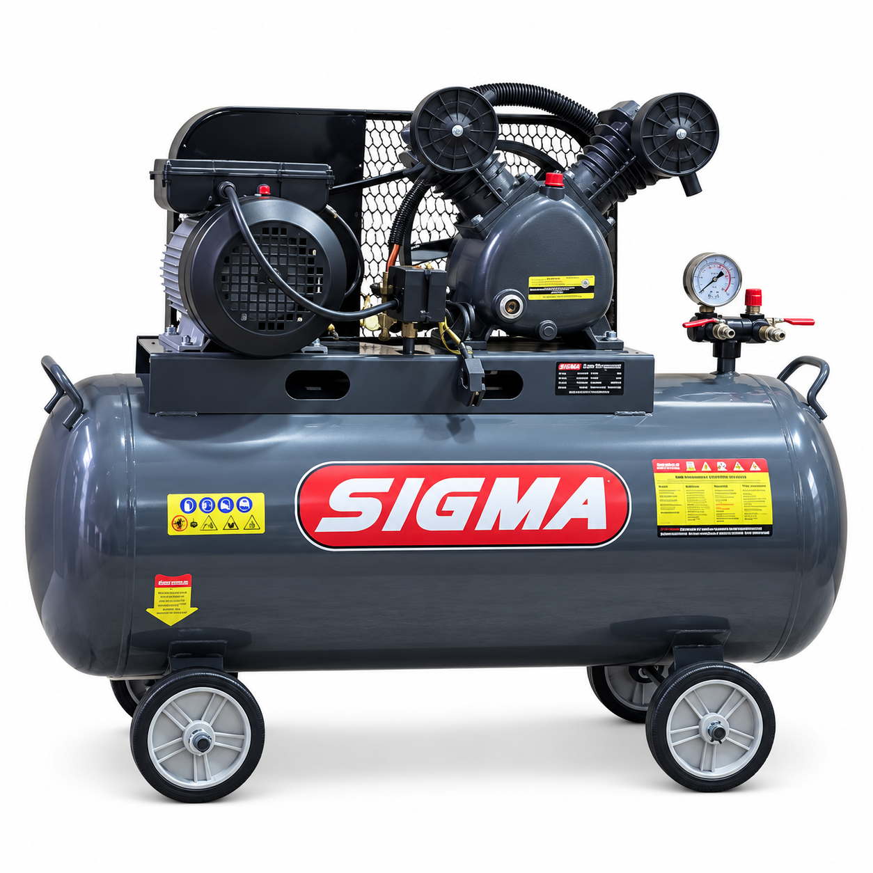 Compresor de aer SIGMA BV 65-100, 100 L, 2200 W, 300 l/min, 2 cilindri