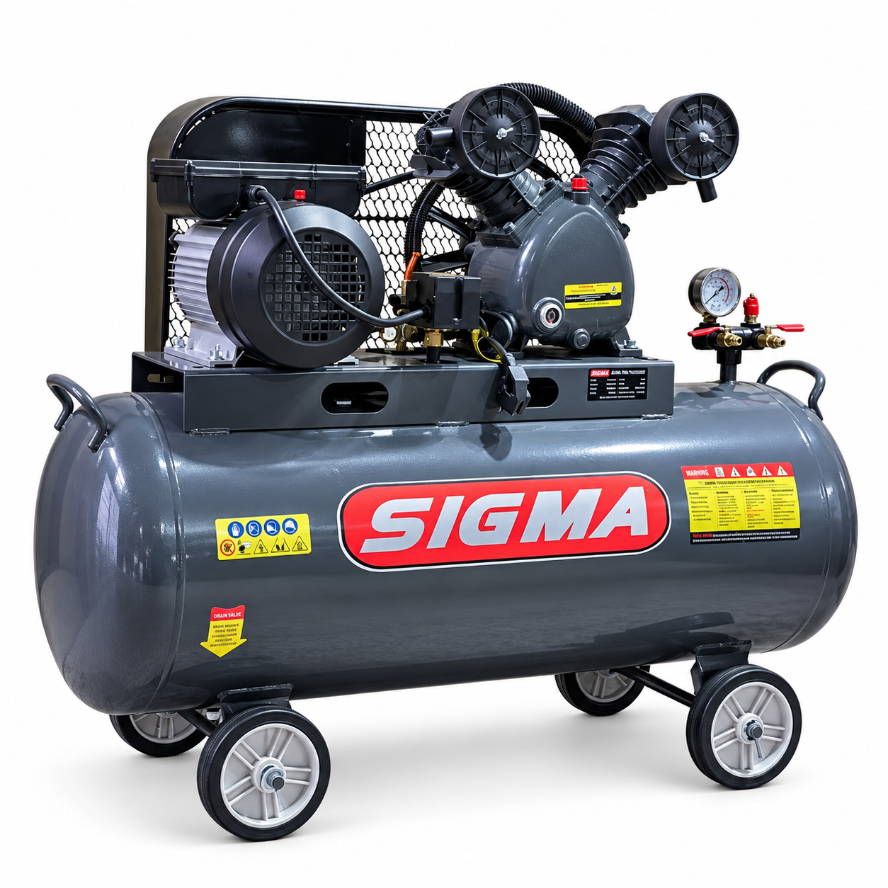 Compresor de aer SIGMA BV 65-100, 100 L, 2200 W, 300 l/min, 2 cilindri