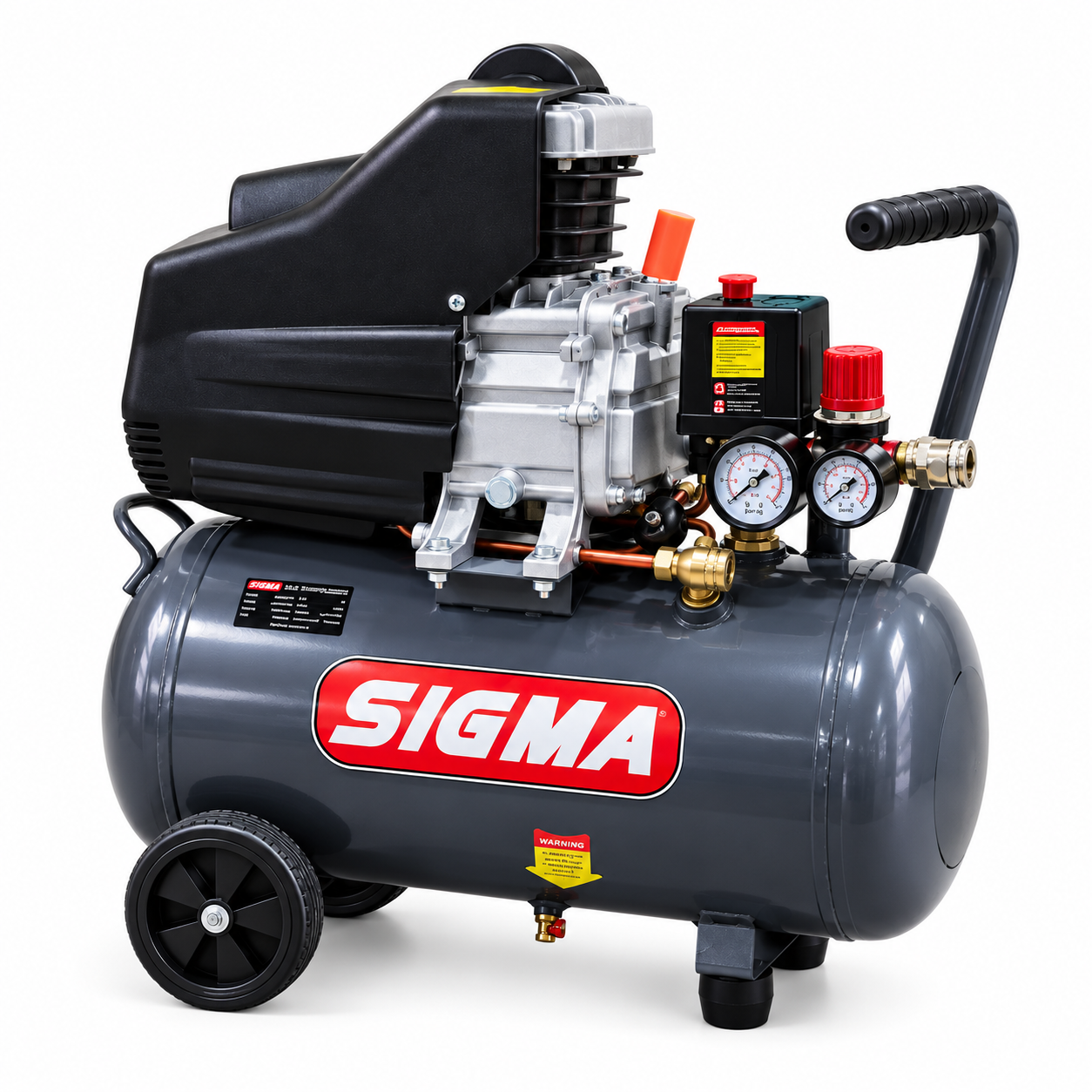 Compresor de aer cu ulei SIGMA D047BM-24, 24 L, 1500 W, 205 l/min, 8 bar
